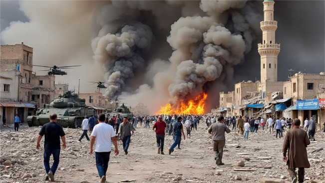 Ilustrasi penyerangan Israel. (meta ai)